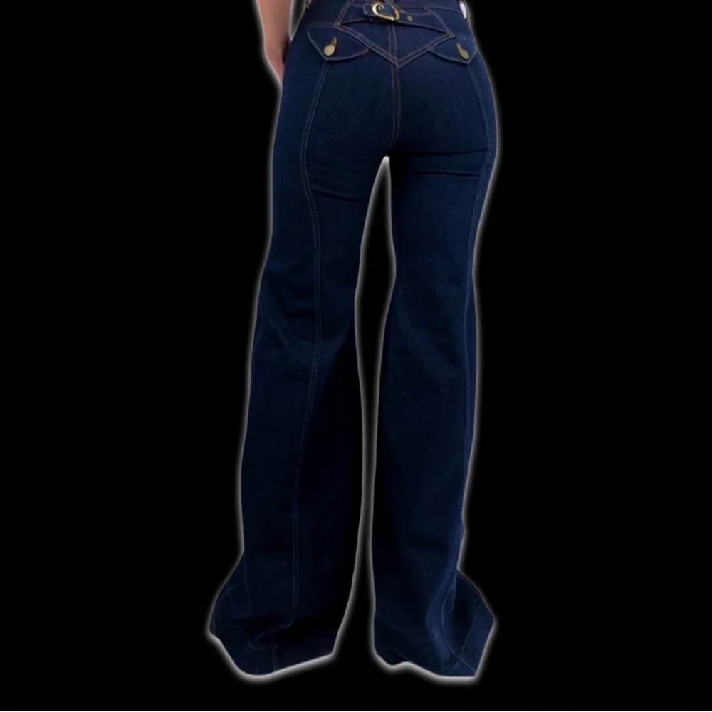 Vintage Judi Rosin Y2K Ultra Rare GBU Mega Bell Bottom Iconic Elephant Jeans - Picture 11 of 11